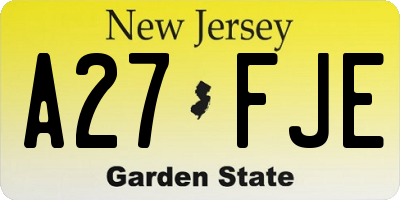 NJ license plate A27FJE