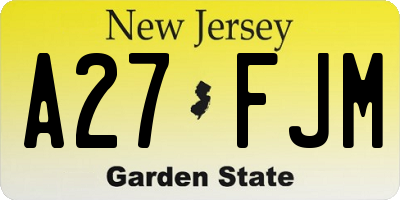 NJ license plate A27FJM