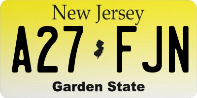 NJ license plate A27FJN