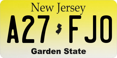 NJ license plate A27FJO