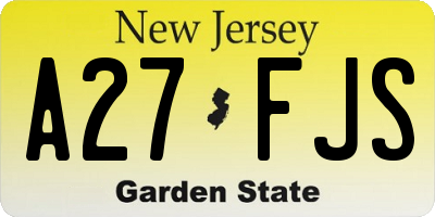 NJ license plate A27FJS