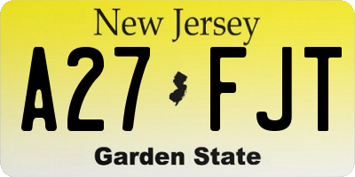 NJ license plate A27FJT