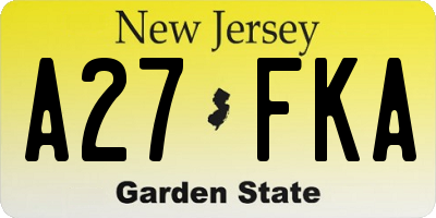 NJ license plate A27FKA