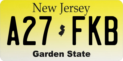 NJ license plate A27FKB
