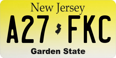 NJ license plate A27FKC