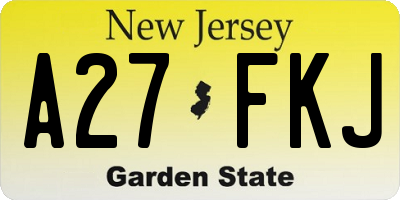 NJ license plate A27FKJ