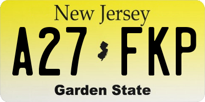 NJ license plate A27FKP