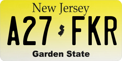 NJ license plate A27FKR