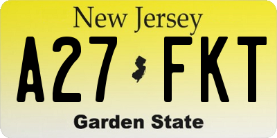 NJ license plate A27FKT