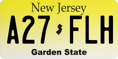 NJ license plate A27FLH