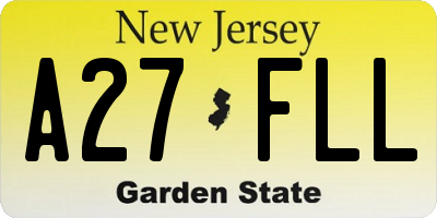 NJ license plate A27FLL