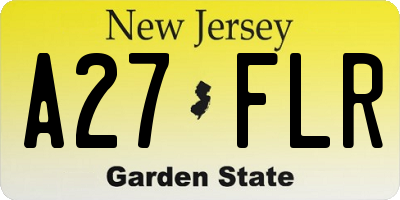 NJ license plate A27FLR