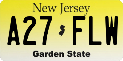 NJ license plate A27FLW