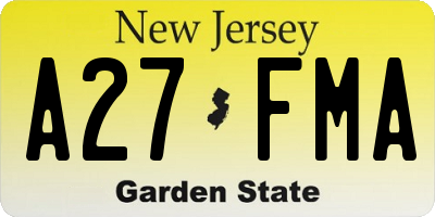 NJ license plate A27FMA