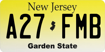 NJ license plate A27FMB