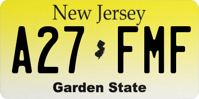 NJ license plate A27FMF