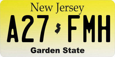 NJ license plate A27FMH