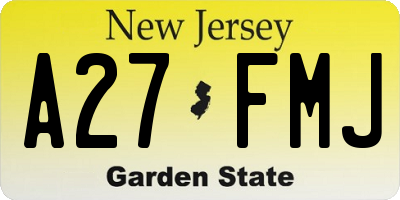 NJ license plate A27FMJ