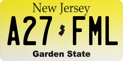 NJ license plate A27FML
