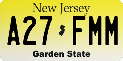NJ license plate A27FMM