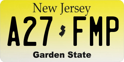 NJ license plate A27FMP