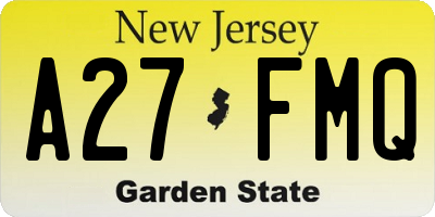 NJ license plate A27FMQ