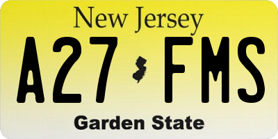 NJ license plate A27FMS