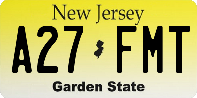 NJ license plate A27FMT