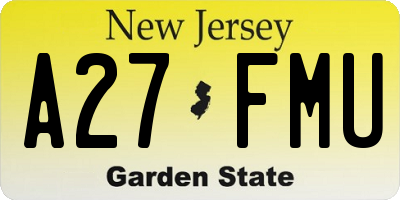 NJ license plate A27FMU