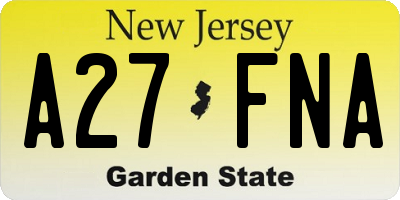 NJ license plate A27FNA