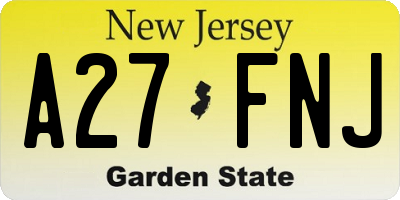 NJ license plate A27FNJ