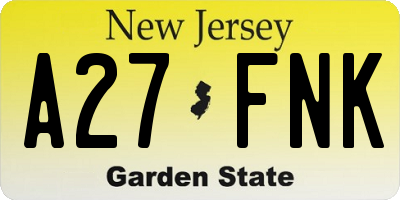 NJ license plate A27FNK