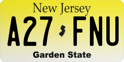 NJ license plate A27FNU