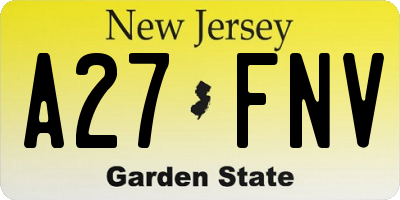 NJ license plate A27FNV