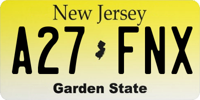 NJ license plate A27FNX
