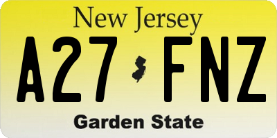 NJ license plate A27FNZ