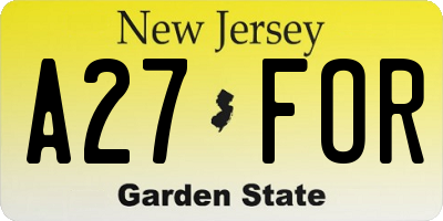 NJ license plate A27FOR