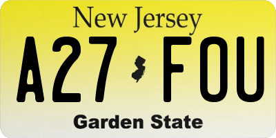 NJ license plate A27FOU