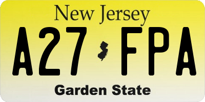 NJ license plate A27FPA