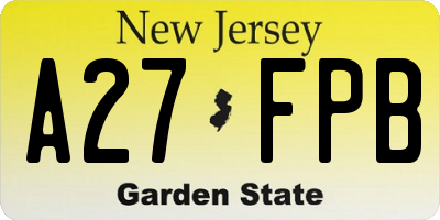 NJ license plate A27FPB