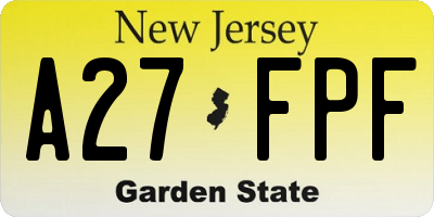 NJ license plate A27FPF