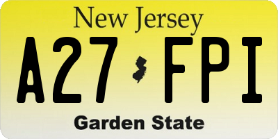 NJ license plate A27FPI