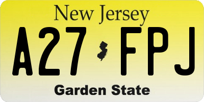 NJ license plate A27FPJ