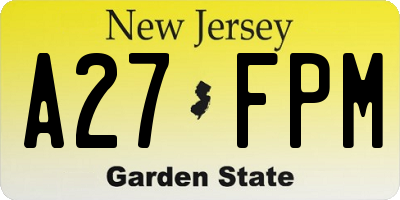 NJ license plate A27FPM
