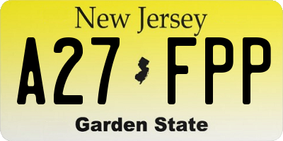 NJ license plate A27FPP