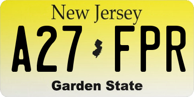 NJ license plate A27FPR