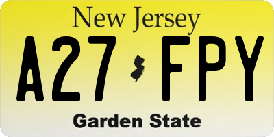 NJ license plate A27FPY