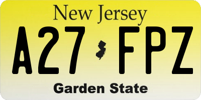 NJ license plate A27FPZ