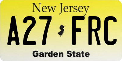 NJ license plate A27FRC