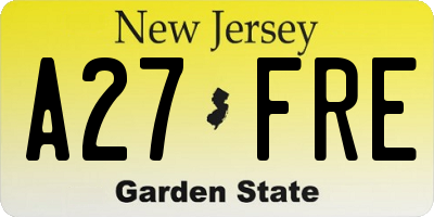 NJ license plate A27FRE